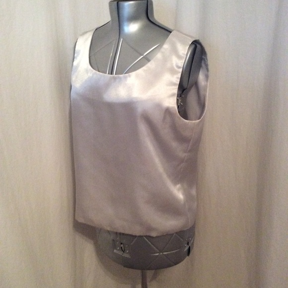 Terramina Tops - Terramina Metallic Silver Sleeveless Blouse